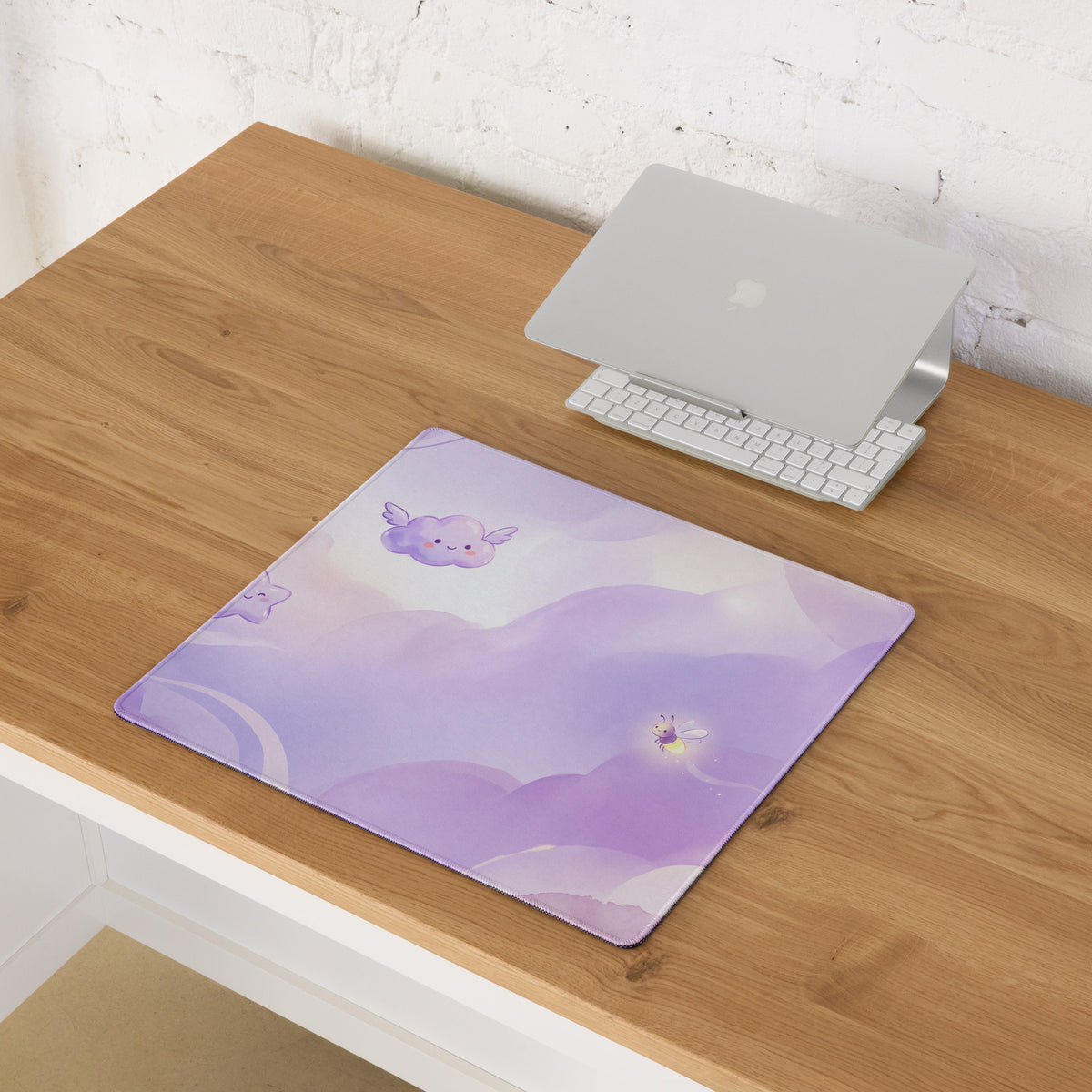 Purple Lavender Clouds Gaming Mouse Pad Cute Girly Style
