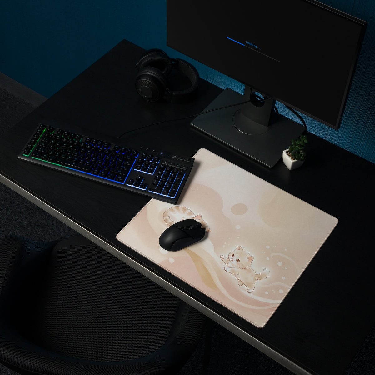 Cute Pink Cat Theme Gaming Mouse Pad