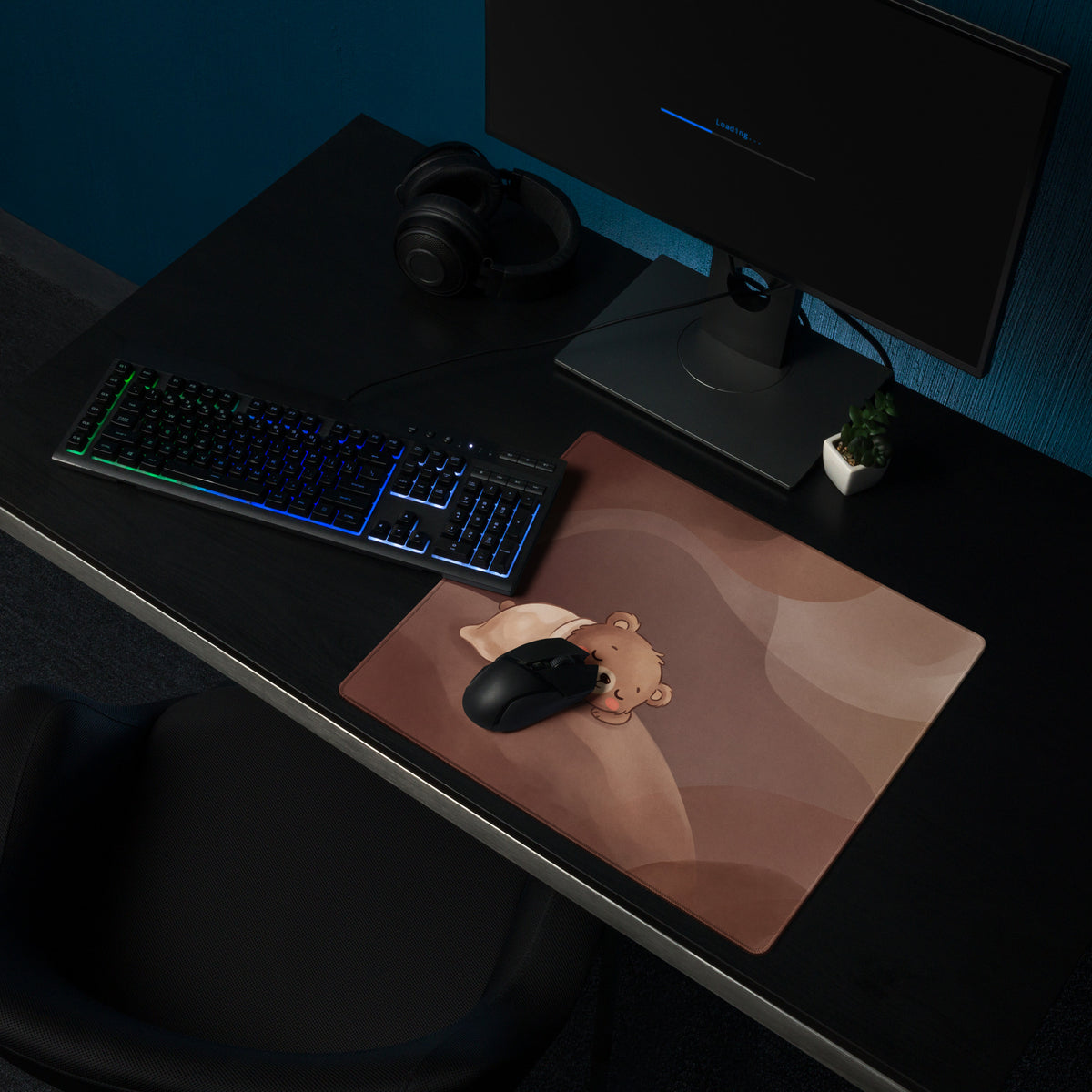 Cute Brown Bear Themed Gaming Mouse Pad