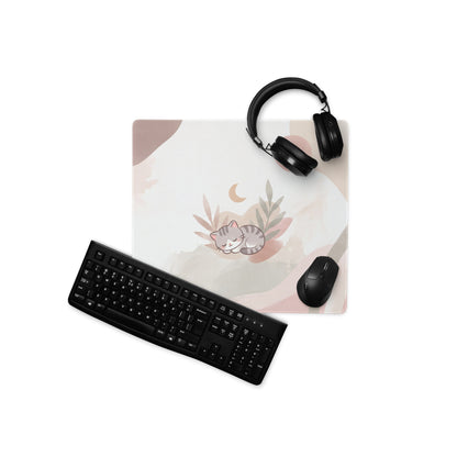 Cute Pink Gradient Gaming Mouse Pad With Cat Design