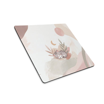 Cute Pink Gradient Gaming Mouse Pad With Cat Design