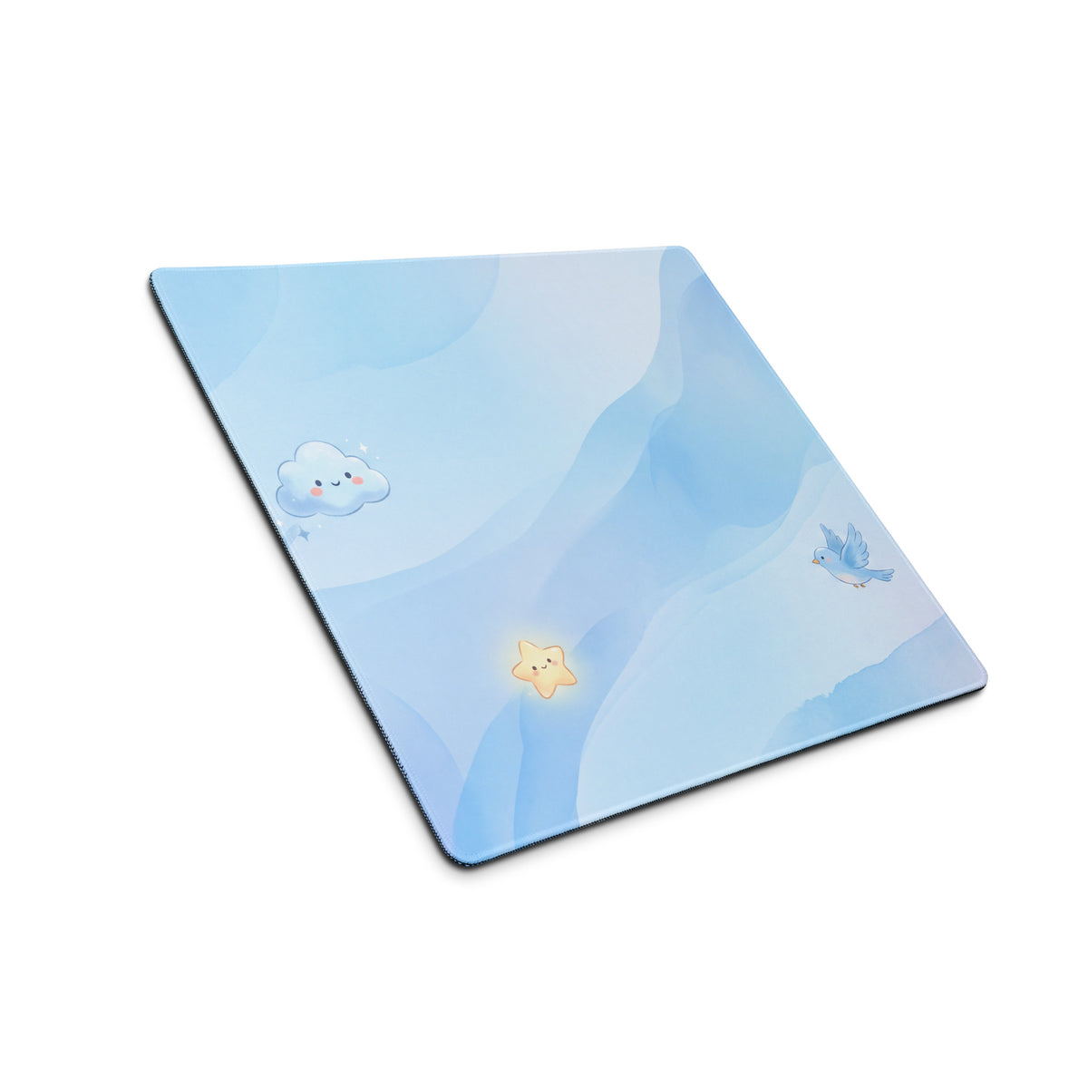 Cute Sky Blue Gaming Mouse Pad With Clouds Stars