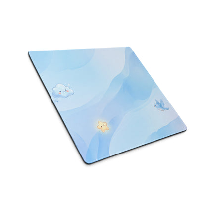 Cute Sky Blue Gaming Mouse Pad With Clouds Stars