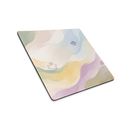 Pastel Rainbow Cute Gaming Mouse Pad With Bunny Design