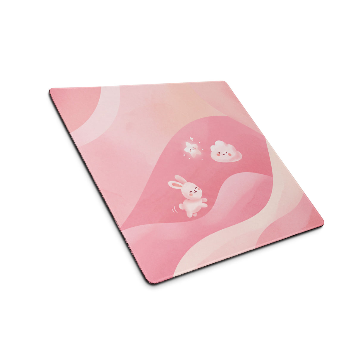 Pink Cute Gaming Mouse Pad With Clouds and Rabbits