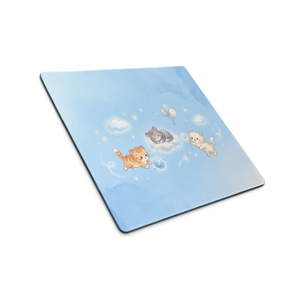 Pastel Pink Sky Blue Cute Cat Balloons Gaming Mouse Pad