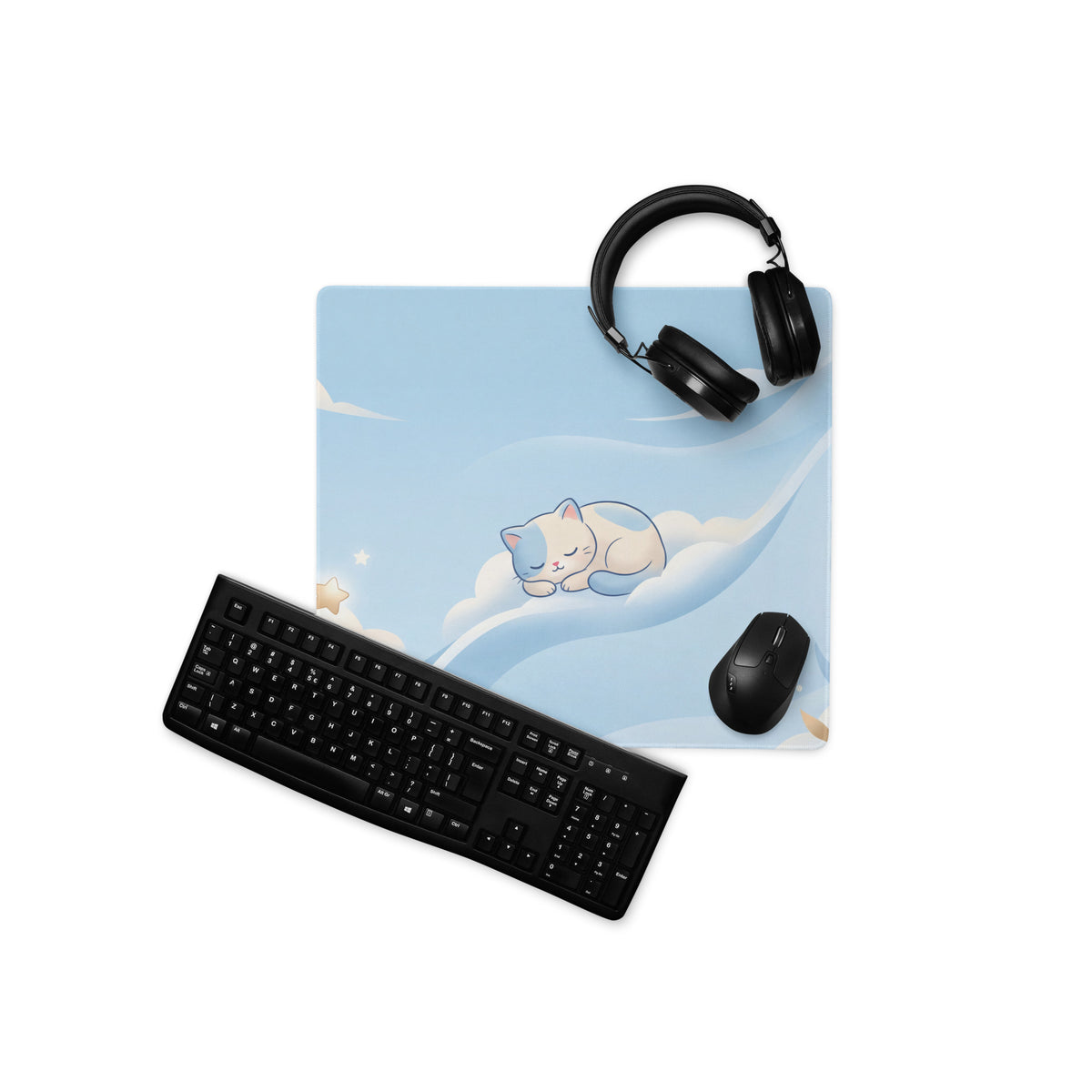 Cute Pink And Blue Galaxy Cats Gaming Mouse Pad