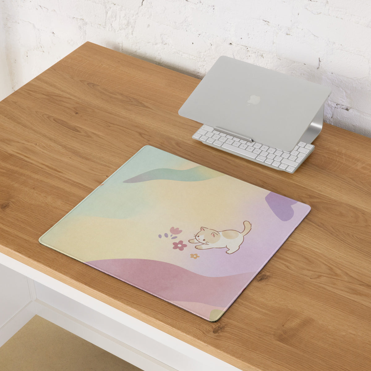 Pastel Rainbow Cat Theme Gaming Mouse Pad