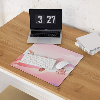 Pink Cute Gaming Mouse Pad With Plush Edges And Stars