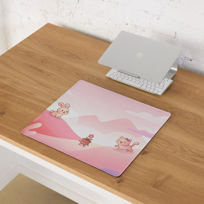 Pink Cute Gaming Mouse Pad With Plush Edges And Stars