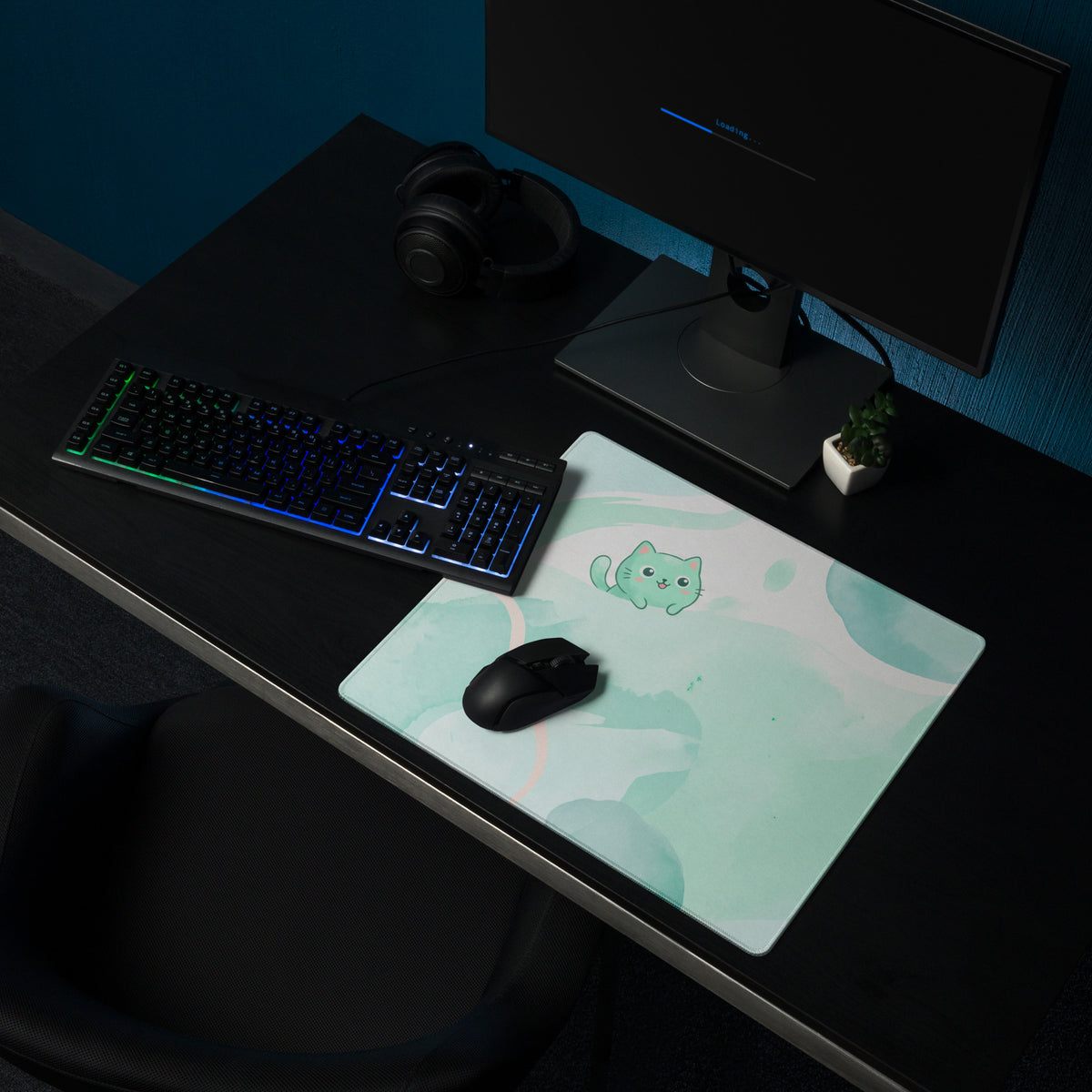 Pastel Cute Cat Gaming Mouse Pad