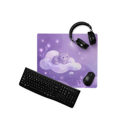 Purple Cat Themed Gaming Mouse Pad Cozy Cute