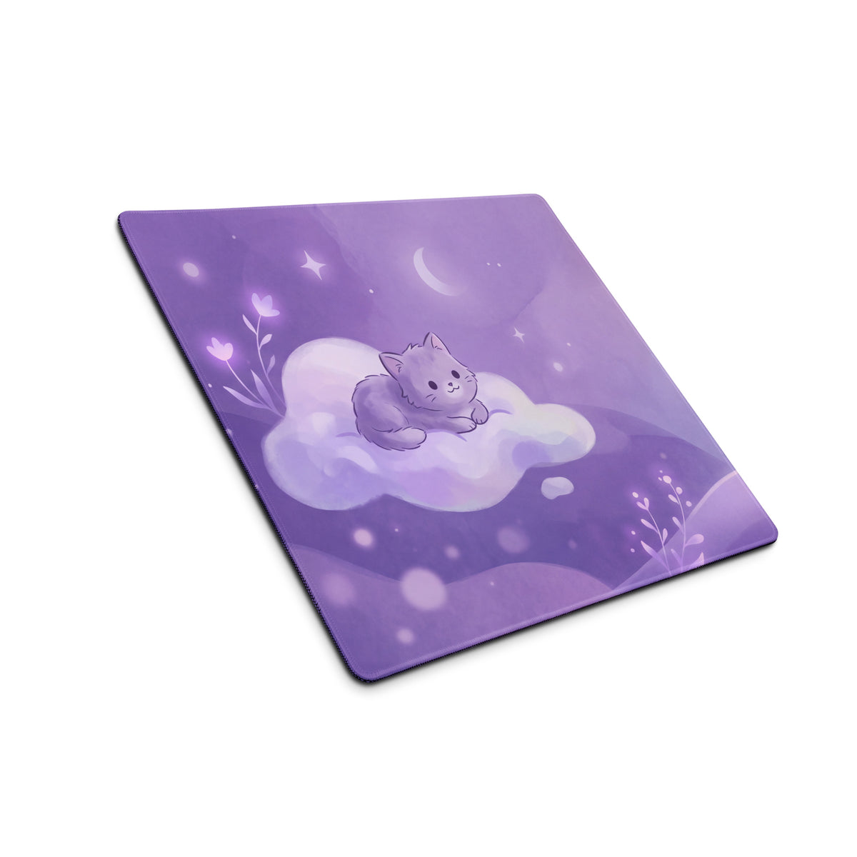 Purple Cat Themed Gaming Mouse Pad Cozy Cute