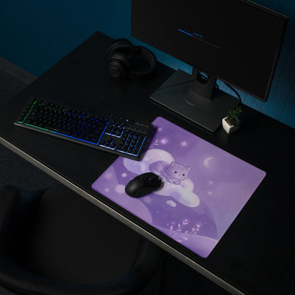 Purple Cat Themed Gaming Mouse Pad Cozy Cute