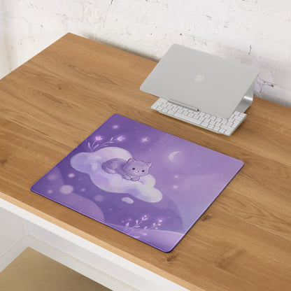 Purple Cat Themed Gaming Mouse Pad Cozy Cute