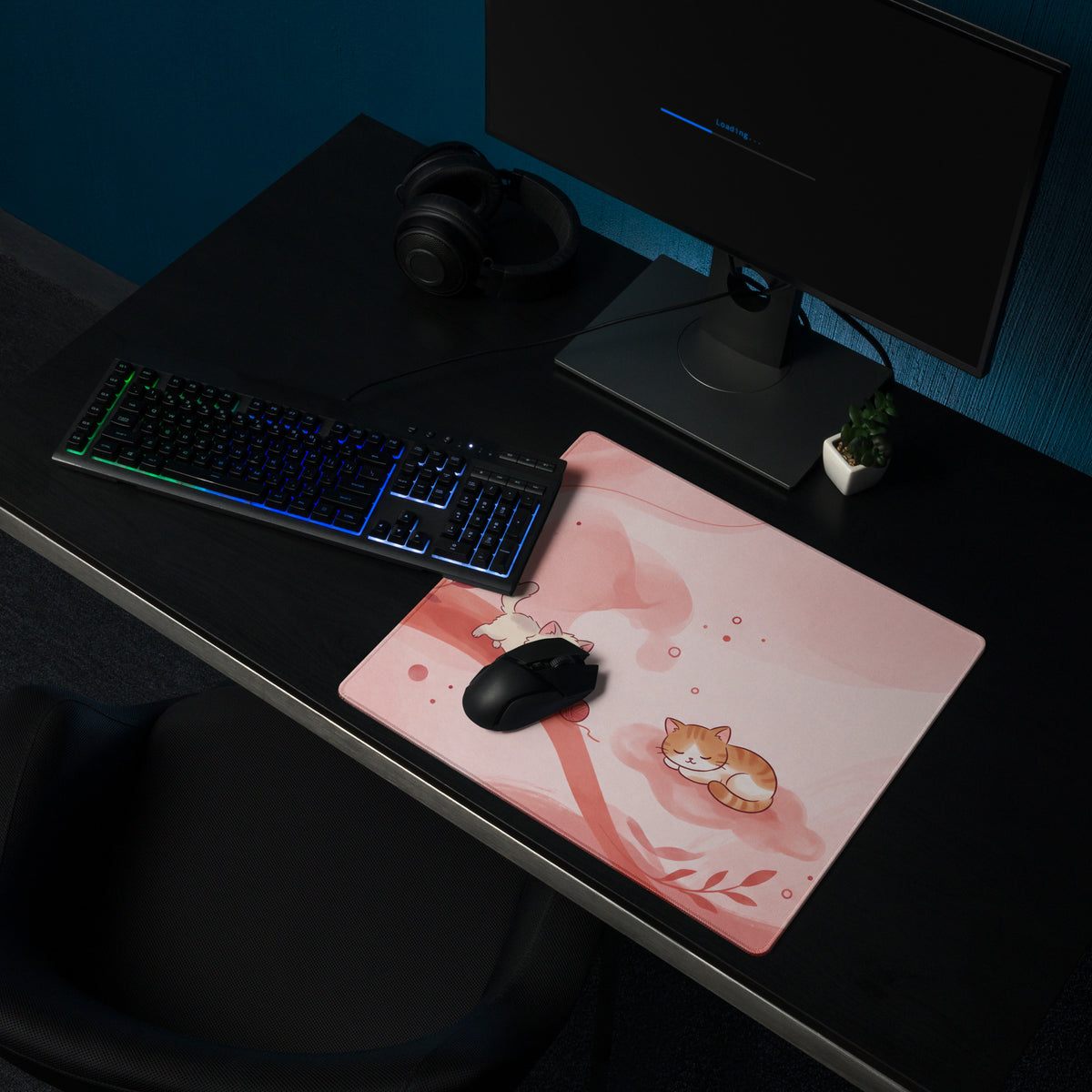 Pink Kawaii Kitty Mouse Pad For Girls Gaming