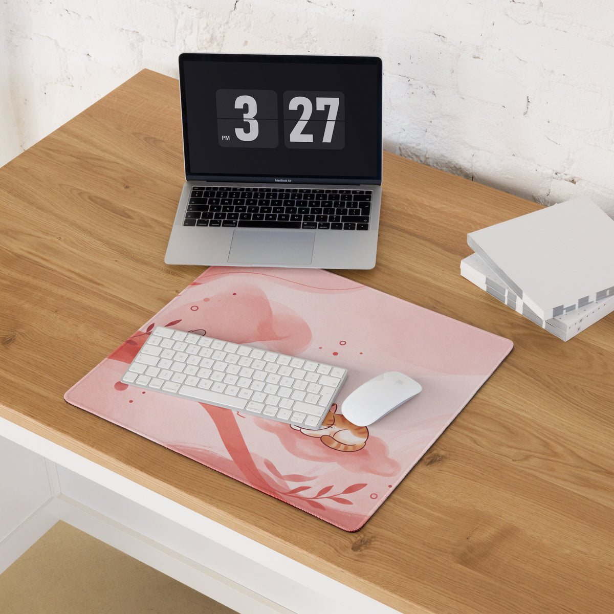 Pink Kawaii Kitty Mouse Pad For Girls Gaming