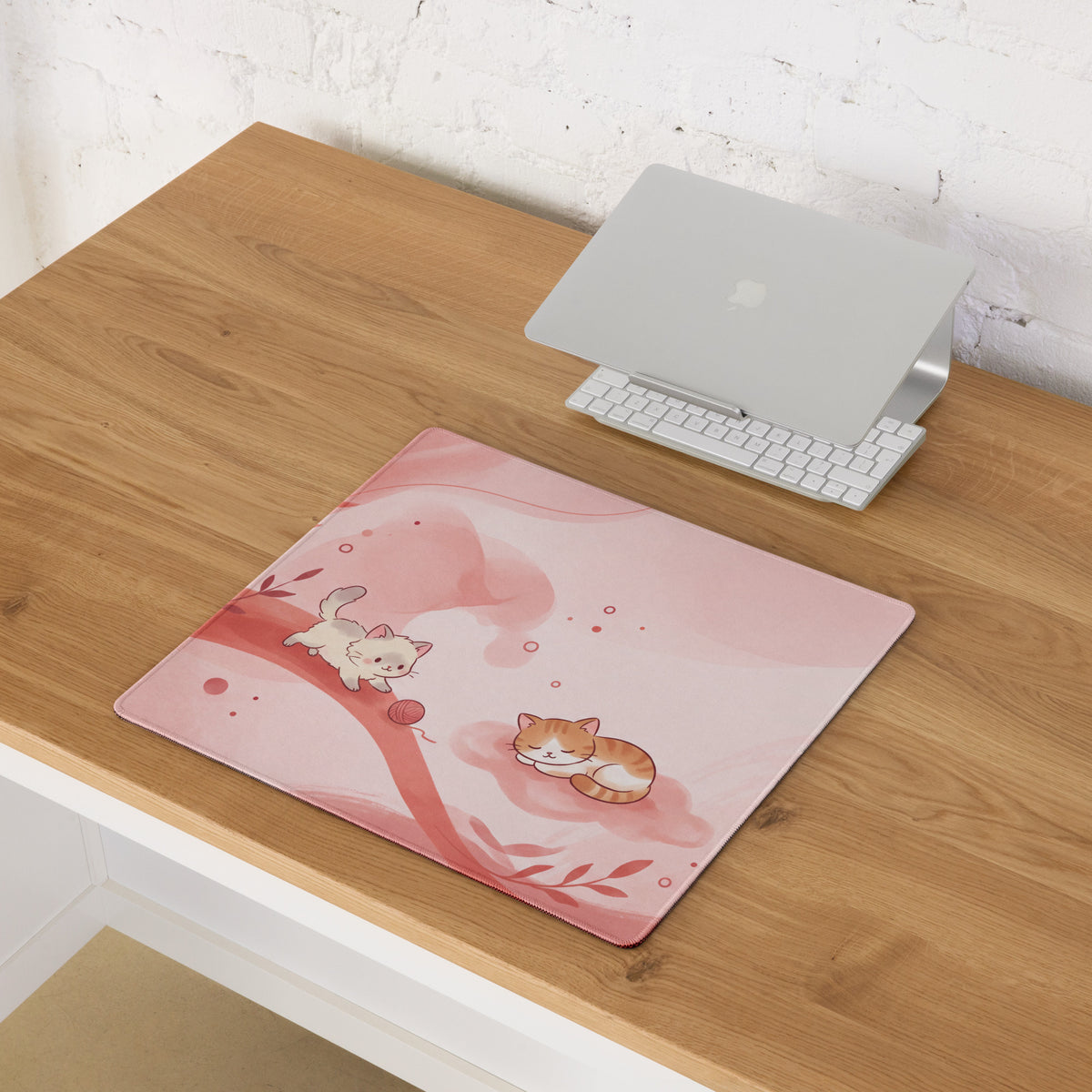 Pink Kawaii Kitty Mouse Pad For Girls Gaming
