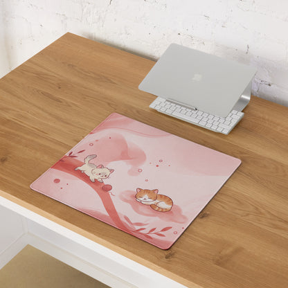 Pink Kawaii Kitty Mouse Pad For Girls Gaming