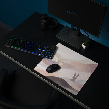 Pastel Rainbow Gaming Mouse Pad With Cute Clouds Moon Stars