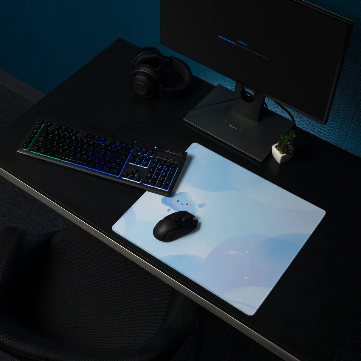 Pastel Blue Cute Cloud Mouse Pad