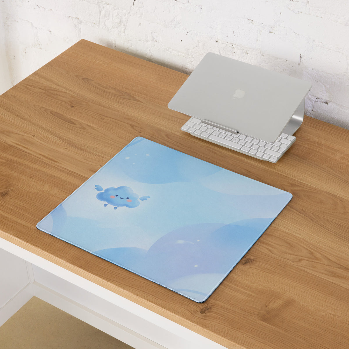 Pastel Blue Cute Cloud Mouse Pad
