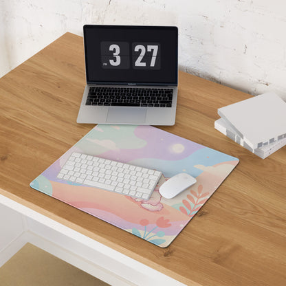 Pastel Girly Cute Cat And Cloud Mouse Pad