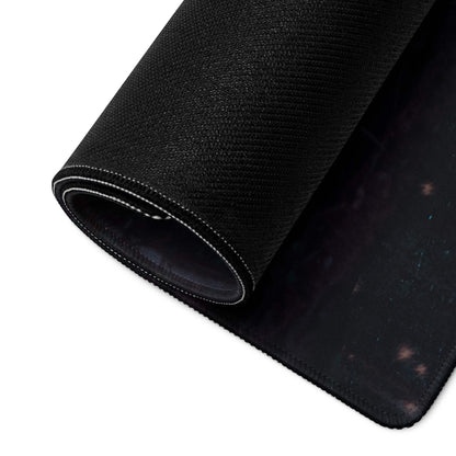Black cosmic textured mousepad with stitched edge, durable non-slip surface