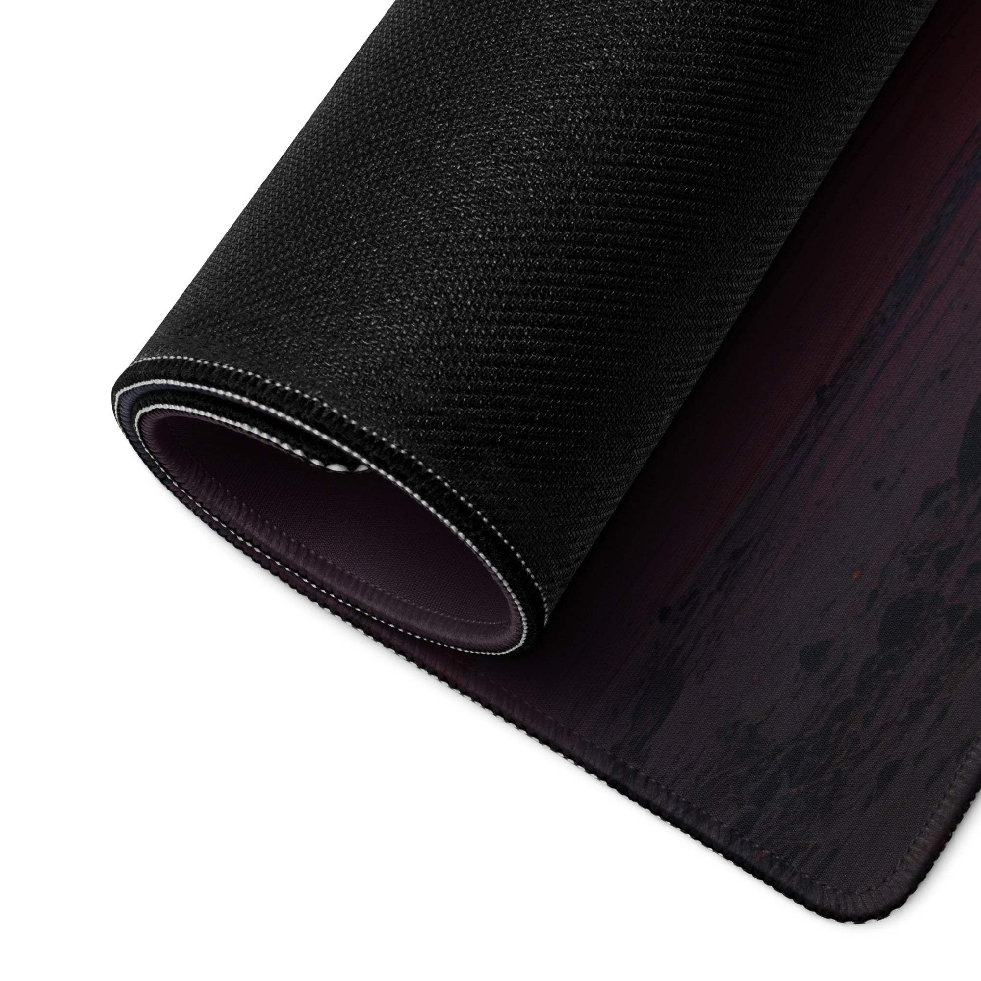 Black textured Epic large gaming mouse pad with marbled pattern and stitched edges
