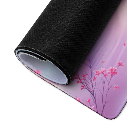 Dreamy Pastel Cloud gaming mouse pad with purple gradient cherry blossoms