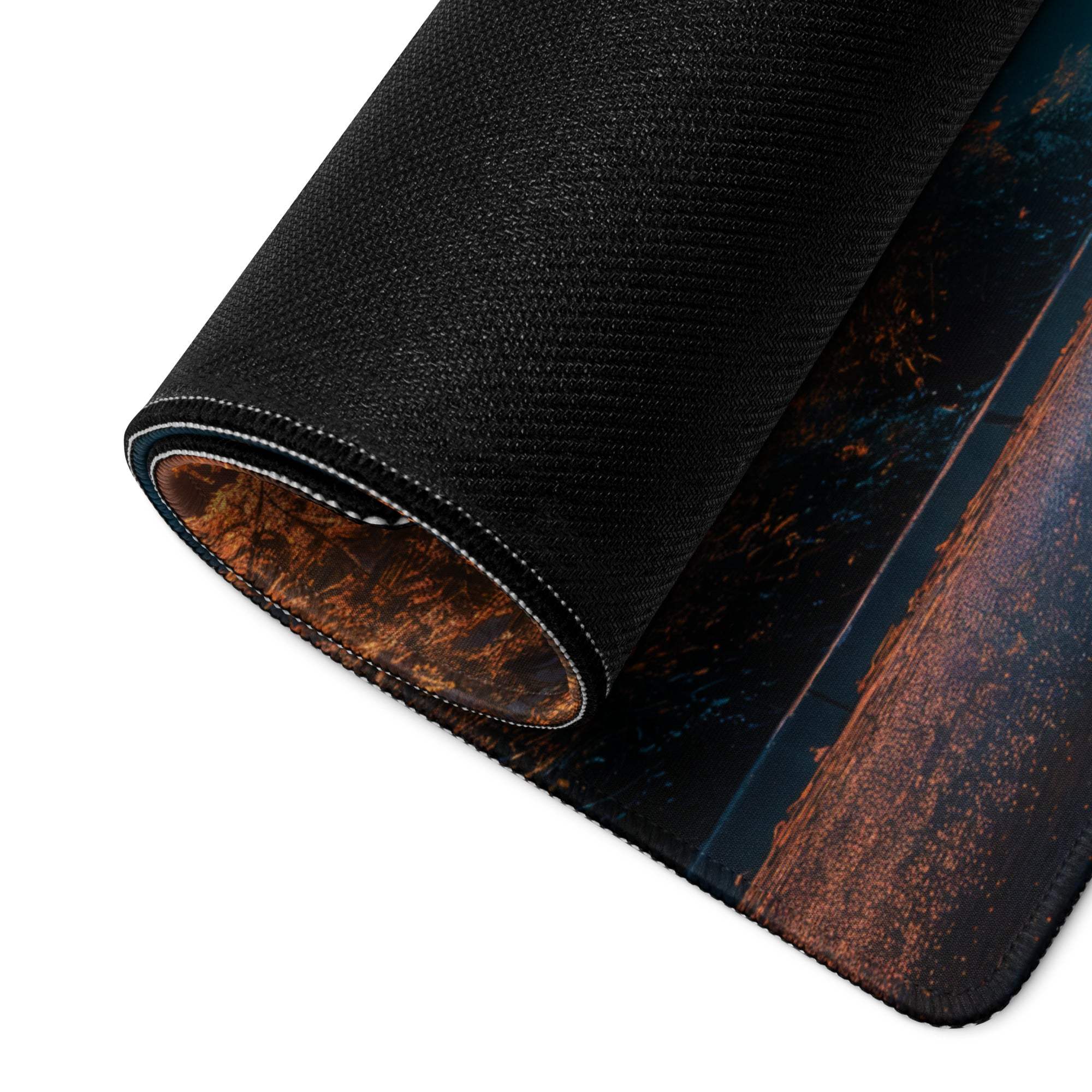 Black textured Epic Night Paris Eiffel Tower mousepad on wood