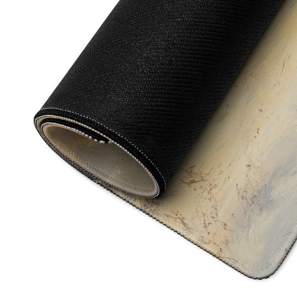 Black textured mousepad with Impressionist winter cabin marble pattern