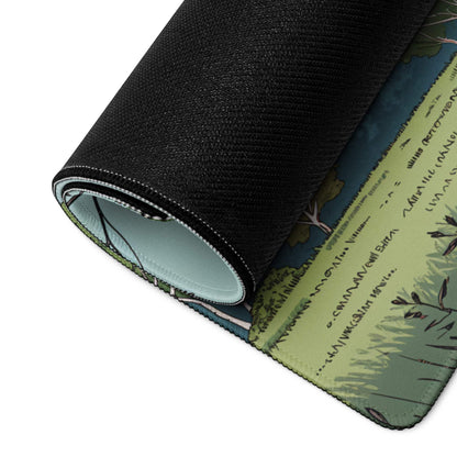 Rolled-up Artistic Forest Landscape large gaming mouse pad with green grass scene