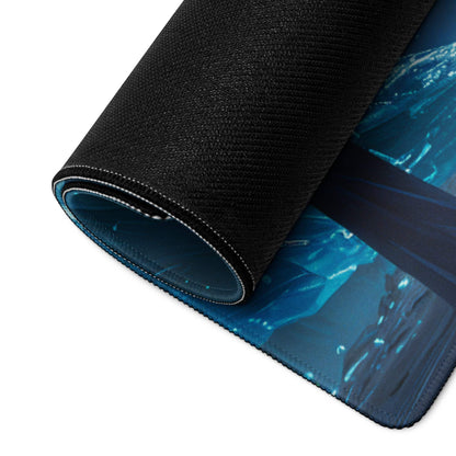 Black gaming mousepad with Epic Ice Dragon fantasy icy landscape design