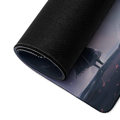 Epic Dragon Siege black anime textured gaming mousepad with red accents