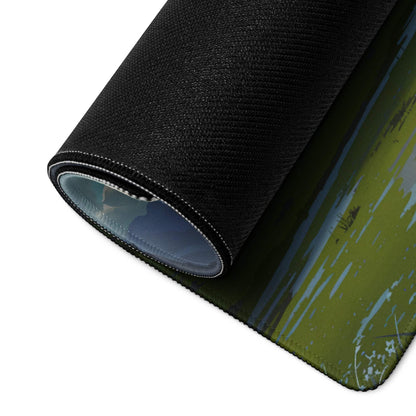 Epic fantasy castle landscape black textured mousepad with rolled edge