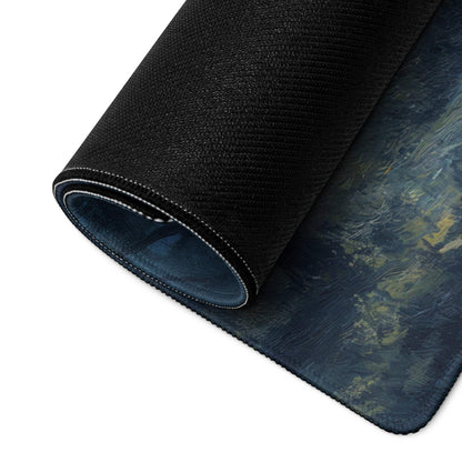 Black textured gaming mousepad with dreamy moonlit forest design