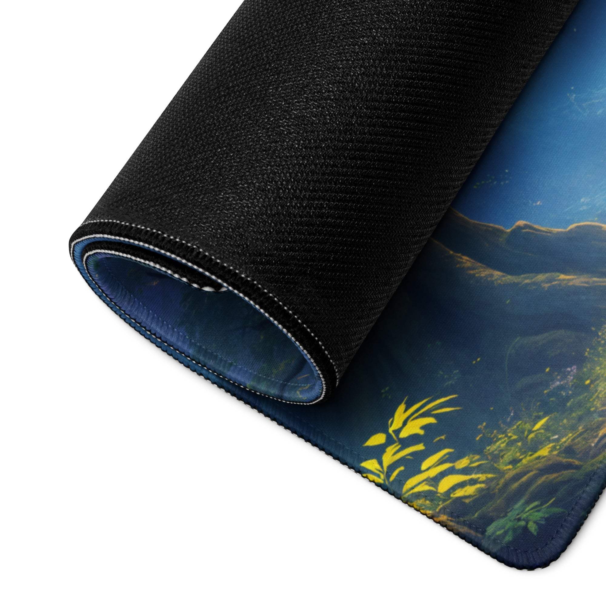 Black textured mousepad with vibrant underwater scene, ultra smooth surface