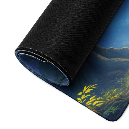 Black textured mousepad with vibrant underwater scene, ultra smooth surface
