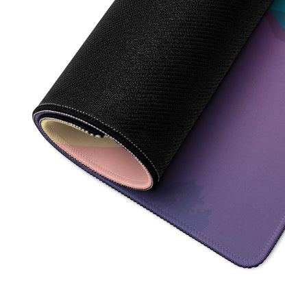 Purple gradient large extended gaming mousepad with sunset mountain design