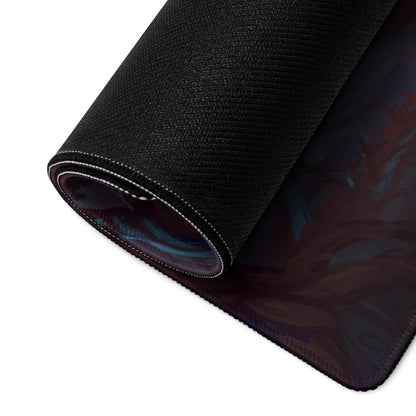 Black textured Epic Fantasy Landscape gaming mouse pad with rolled edge stitching
