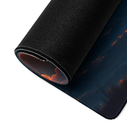 Epic yin yang cosmic night blue orange glow gaming mouse pad
