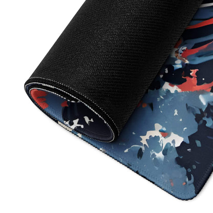 Rolled Epic Ocean Wave sunset blues gaming mousepad with black texture and vibrant splatter edge