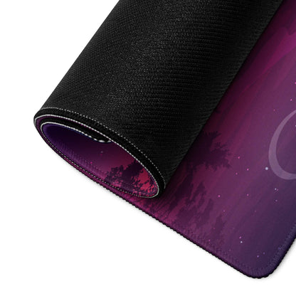 Purple black gradient cosmic forest gaming mousepad large non-slip base