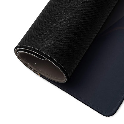 Black textured gaming mouse pad back with rolled edge, stitched border, non-slip base