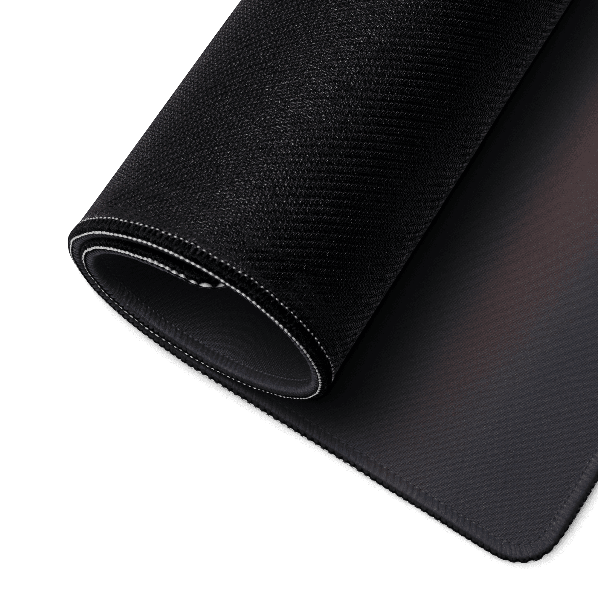 Premium large non-slip gaming mouse pad with black texture and white edge stitching
