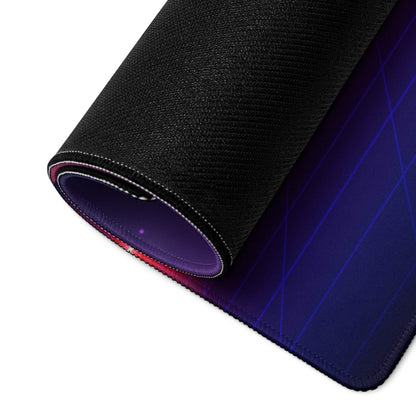 Black textured mousepad with neon retro mountains purple-blue gradient