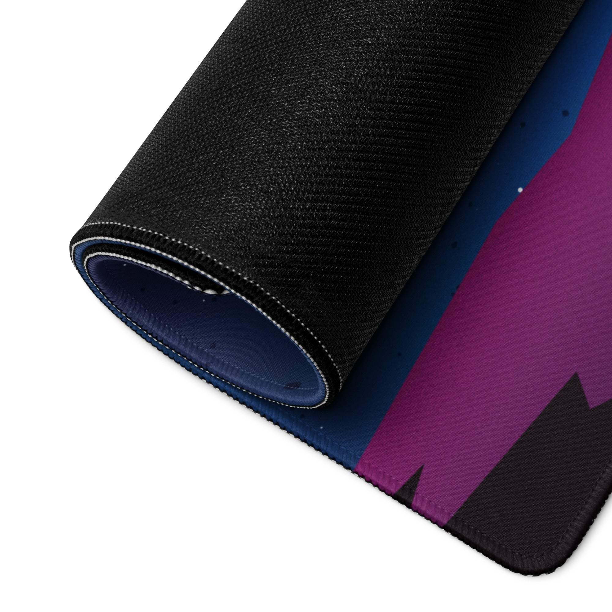 Cosmic Astronaut Purple Neon Night large gaming mouse pad with textured gradient surface