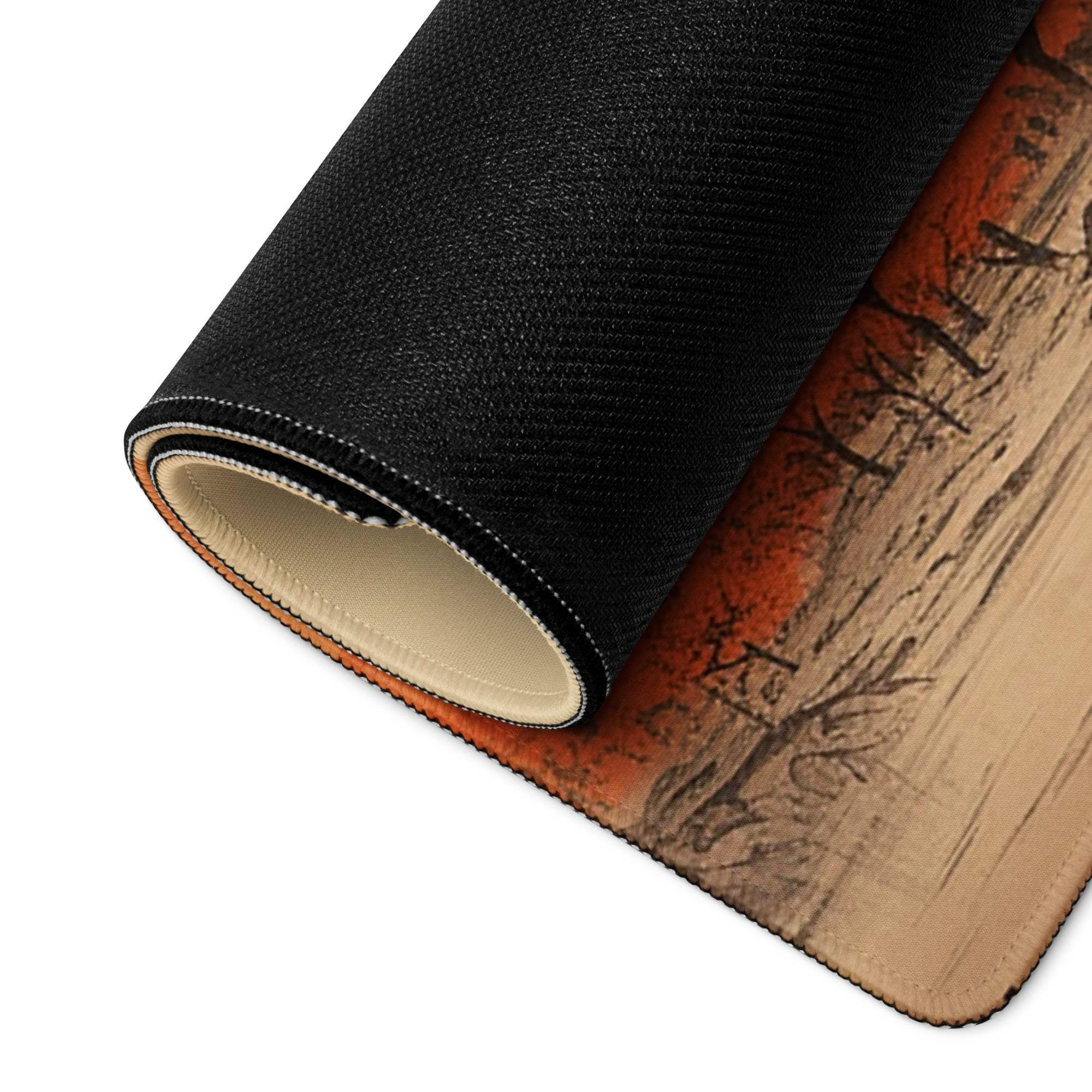 Black orange forest gaming mousepad large textured non-slip stitched