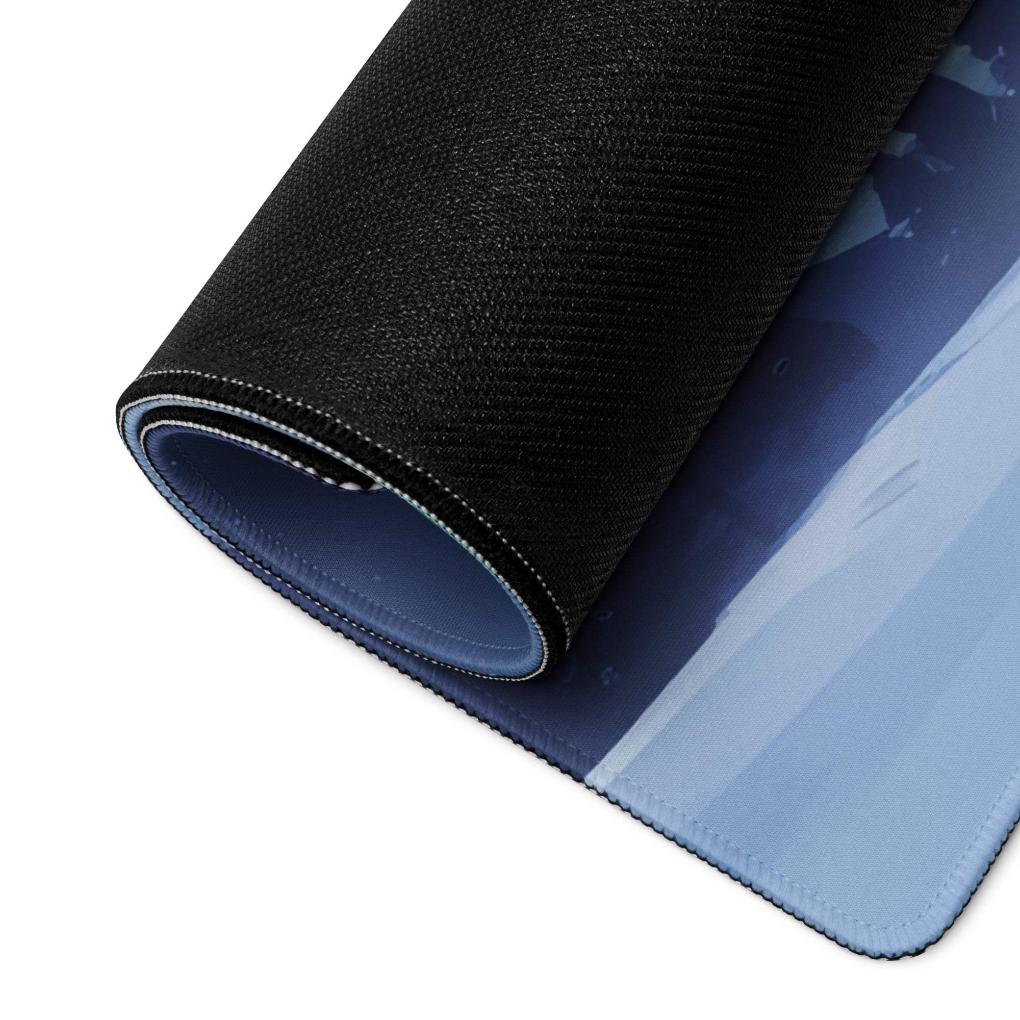 Epic Aurora black textured mousepad with blue gradient, stitched edges
